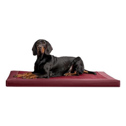 tierlando® Carlos Ortho-Medic Orthopädische Hundematte Velours-Kunstleder VISCO Hundebett Größe: L - 100x80cm | Farbe: 04 Bordeaux von tierlando