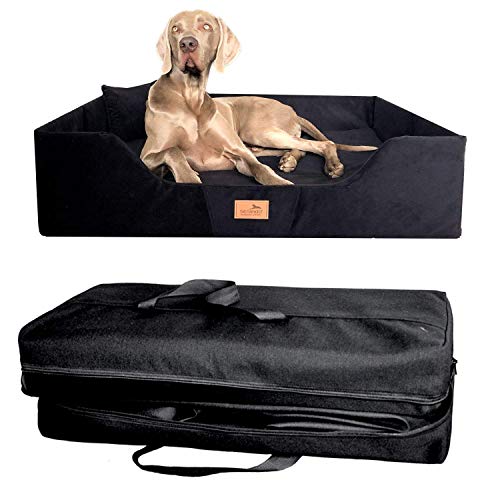 tierlando® Columbus Orthopädisches Reise Hundebett | Reisehundebett | Tragbar Faltbar Tasche | Mittlere Große Hunde XL XXL (COL4 (100 x 80 x 25 cm), 02 Graphit) von tierlando