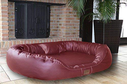 tierlando® Nonplusultra Lennart orthopädisches Hundebett mit Visco Plus | Kunstleder | Premium-Lounge Gr. XXL 140 cm Bordeaux von tierlando