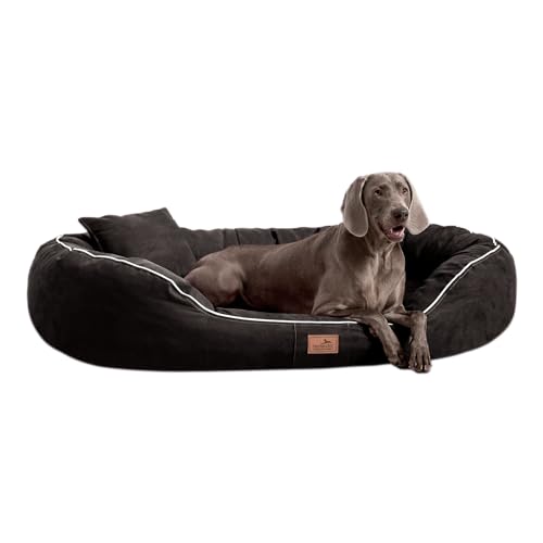 tierlando® Nonplusultra Marlon orthopädisches Hundebett mit Visco Plus Matratze in Velours! Soft-Lounge! Gr. M L XXL XXXL | 85 cm bis 220 cm (L 100 x 85 cm, 03| Schwarz) von tierlando