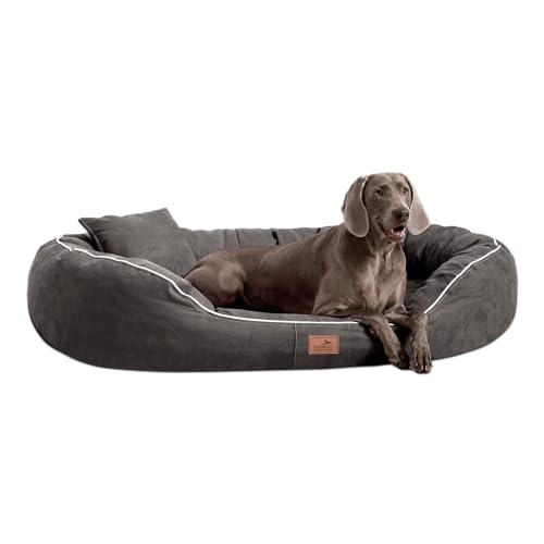 tierlando® Nonplusultra Marlon orthopädisches Hundebett mit Visco Plus Matratze in Velours! Soft-Lounge! Gr. M L XXL XXXL | 85 cm bis 220 cm (XXL 140 x 100 cm, 02| Graphit) von tierlando