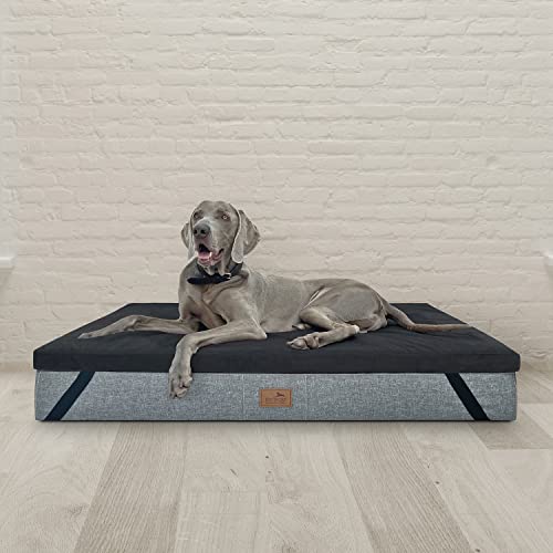 tierlando® Ortho-Topper High-Tech-Velours | Orthopädische Matratzenauflage für Hundetten Bezug kuschelig waschbar nachhaltiger Matratzenschoner Größe: 100x80cm | Farbe: 03 Schwarz von tierlando