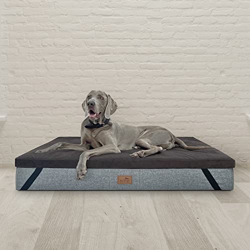 tierlando® Ortho-Topper High-Tech-Velours | Orthopädische Matratzenauflage für Hundetten Bezug kuschelig waschbar nachhaltiger Matratzenschoner Größe: 150x100cm | Farbe: 01 Braun von tierlando