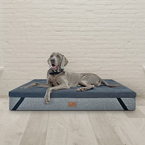 tierlando® Ortho-Topper High-Tech-Velours | Orthopädische Matratzenauflage für Hundetten Bezug kuschelig waschbar nachhaltiger Matratzenschoner Größe: 150x100cm | Farbe: 02 Graphit von tierlando