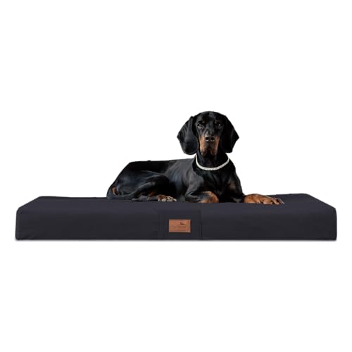 tierlando® Orthopädische Hundematratze Floki VISCO Plus | High-Tech Velours | Schmutz- und wasserabweisend (FL4 | 100 x 80 cm, 03 | Schwarz) von tierlando