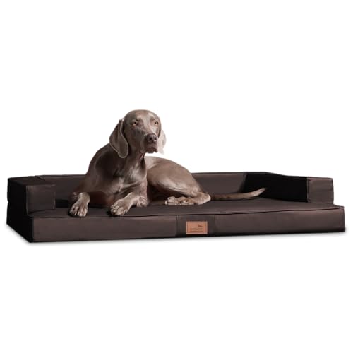 tierlando® Orthopädisches Design Hundesofa Gibson VISCO Kunstleder kubische Form (GI4- L 100cm, 01 Braun) von tierlando