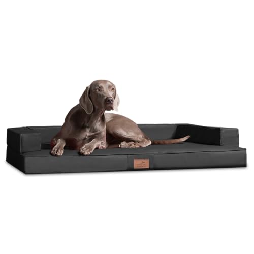 tierlando® Orthopädisches Design Hundesofa Gibson VISCO Kunstleder kubische Form (GI4- L 100cm, 02 Graphit) von tierlando