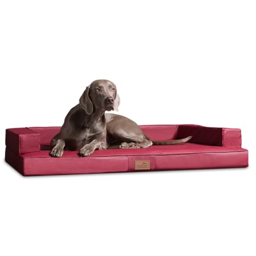 tierlando® Orthopädisches Design Hundesofa Gibson VISCO Kunstleder kubische Form (GI5- XL 120cm, 04 Bordeaux) von tierlando