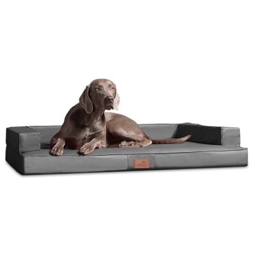 tierlando® Orthopädisches Design Hundesofa Gibson VISCO Kunstleder kubische Form (GI5- XL 120cm, 06 Grau) von tierlando