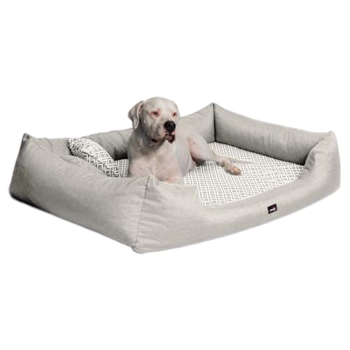 tierlando® Orthopädisches Hundebett Ellen Exklusives Rauten-Muster Blumen-Muster (ELL4 110x90cm (innen 80x70cm), 05 Creme) von tierlando