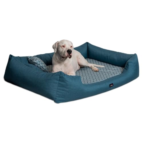 tierlando® Orthopädisches Hundebett Ellen Exklusives Rauten-Muster Blumen-Muster (ELL6 160x110cm (innen 130x85cm), 38 Petrol) von tierlando