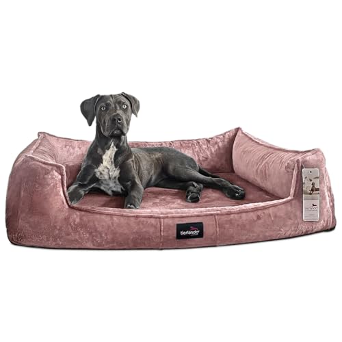 tierlando® Orthopädisches Hundebett Franklin | Hochwertiges Hundesofa | Kuscheliger Teddy-Stoff XXL+ (160x110 cm) | 07 Altrosa von tierlando