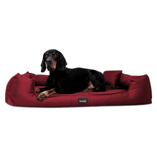 tierlando® Orthopädisches Hundebett Goofy inkl. Matratzenschoner für große Hunde Polyester Waschbar Hundesofa XL XXL XXXL G3 90cm - 04 Dunkelrot von tierlando