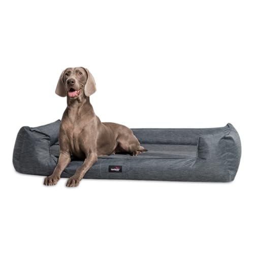 tierlando® Orthopädisches Hundebett Goofy inkl. Matratzenschoner für große Hunde Polyester Waschbar Hundesofa XL XXL XXXL L+ 110cm | 99L Dunkelgrau Meliert von tierlando