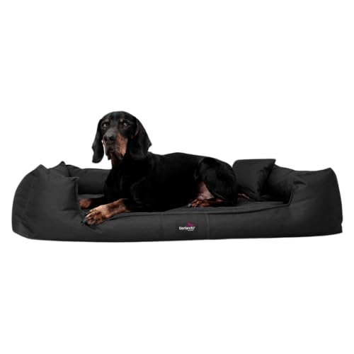 tierlando® Orthopädisches Hundebett Goofy inkl. Matratzenschoner für große Hunde Polyester Waschbar Hundesofa XL XXL XXXL XL+ 130cm | 03 Schwarz von tierlando