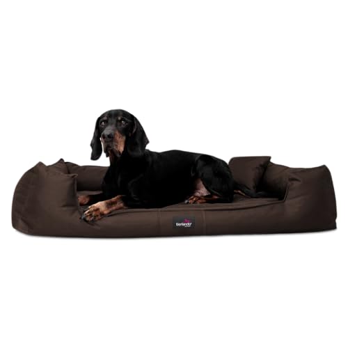 tierlando® Orthopädisches Hundebett Goofy inkl. Matratzenschoner für große Hunde Polyester Waschbar Hundesofa XL XXL XXXL XL+ 130cm | 01 Braun von tierlando