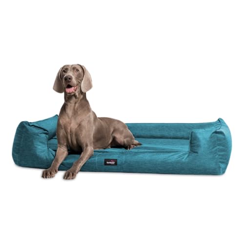 tierlando® Orthopädisches Hundebett Goofy inkl. Matratzenschoner für große Hunde Polyester Waschbar Hundesofa XL XXL XXXL L+ 110cm | 38L Petrol Meliert von tierlando