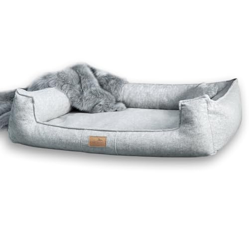 tierlando® Orthopädisches Hundebett Goofy inkl. Matratzenschoner für mittelgroße, große und sehr große Hunde, Möbelstoff, Waschbar Hundesofa Hundekörbchen | Hellgrau | G4-A-06 von tierlando