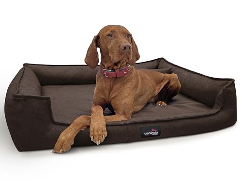 tierlando® Orthopädisches Hundebett Gustav Scandi CHIC | XXL Hundesofa eleganter Bezug waschbar, herausnehmbar, Mobile Matratze Größe: 110x90cm | Farbe: 01 Braun von tierlando