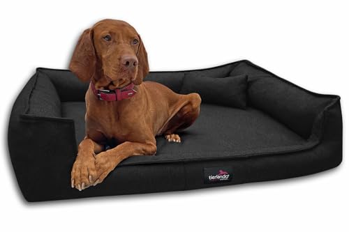 tierlando® Orthopädisches Hundebett GUSTAV SCANDI CHIC | XXL Hundesofa eleganter Bezug waschbar, herausnehmbar, mobile Matratze Größe: 110x90cm | Farbe: 03 Schwarz von tierlando