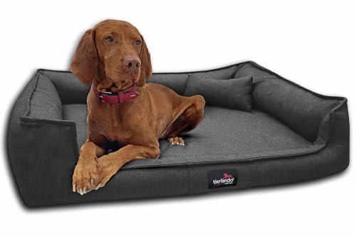 tierlando® Orthopädisches Hundebett Gustav Scandi CHIC | XXL Hundesofa eleganter Bezug waschbar, herausnehmbar, Mobile Matratze Größe: 110x90cm | Farbe: 40 Anthrazit von tierlando