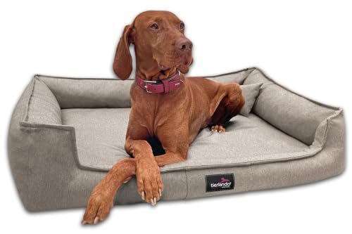 tierlando® Orthopädisches Hundebett Gustav Scandi CHIC | XXL Hundesofa eleganter Bezug waschbar, herausnehmbar, Mobile Matratze Größe: 130x100cm | Farbe: 05 Creme von tierlando