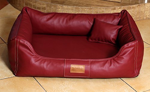 tierlando® Orthopädisches Hundebett Maddox Kunstleder Hundesofa Mittelgroß Große Hunde Hundesofa Hundekorb XL XXL Größe: MO3-LL 80cm Farbe: 04 Bordeaux von tierlando