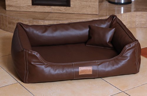 tierlando® Orthopädisches Hundebett Maddox Kunstleder Hundesofa Mittelgroß Große Hunde Hundesofa Hundekorb XL XXL Größe: MO4-LL 100cm Farbe: 01 Braun von tierlando