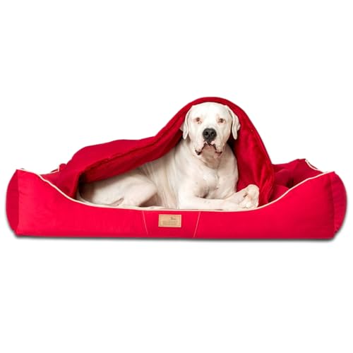 tierlando® Orthopädisches Hundebett Rudolph inkl. Schonbezug mit Hundedecke Größe: 100x90cm | Farbe: 04 Dunkelrot von tierlando