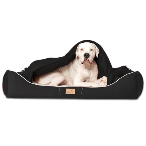 tierlando® Orthopädisches Hundebett Rudolph inkl. Schonbezug mit Hundedecke Größe: 130x100cm | Farbe: 03 Schwarz von tierlando