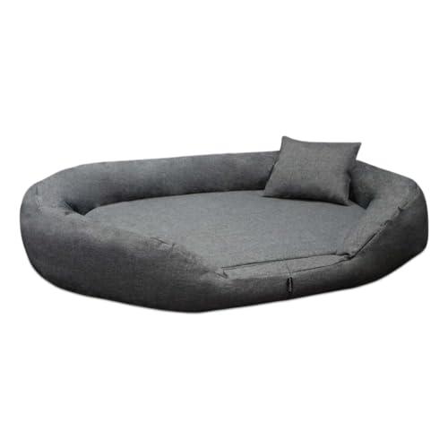 tierlando® Orthopädisches Hundebett SAMMY – Robuster Polyester, dicke Umrandung, Größe L–XXXXL, waschbares Hundesofa für mittelgroße und große Hunde (Polyester | XXXL 170 cm, 99 Leinenlook Dunkelgrau) von tierlando