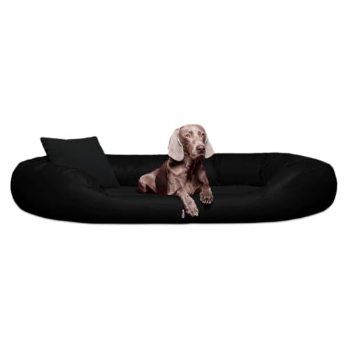 tierlando® Orthopädisches Hundebett Sammy | Kunstleder-Velours-Mix | Dicke Umrandung | L - XXXXL Hundesofa (Schwarz Gr. L 100 cm von tierlando