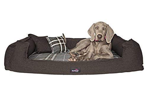 tierlando® Orthopädisches Hundebett Scotch 2-in-1-Webstoff Mélange Karo kariert M - XXXL | 90-185 cm (SC3 | 90 x 75 cm, 01 | Braun) von tierlando