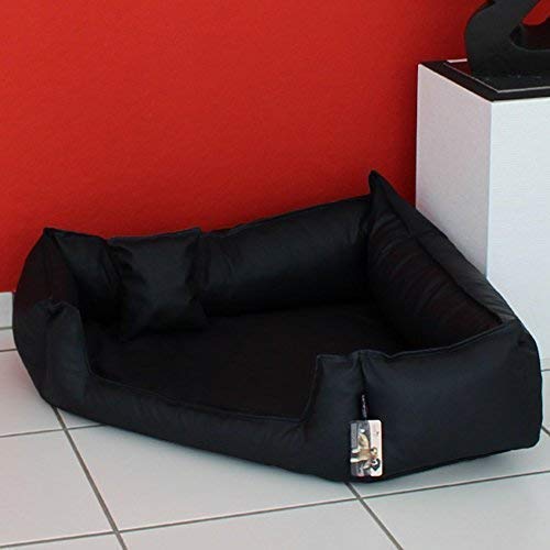 tierlando® Orthopädisches Hundebett Spencer Ortho Plus fünfeckig Kunstleder (SP3-90cm, 03 Schwarz) von tierlando