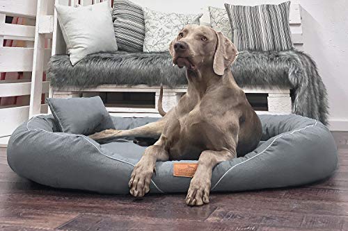 tierlando® Orthopädisches Hundebett Tiffany Couture | Große Hunde XL XXL | Elegant | Waschbar Memory Foam | Meliertes Hundesofa XL | Graphit von tierlando