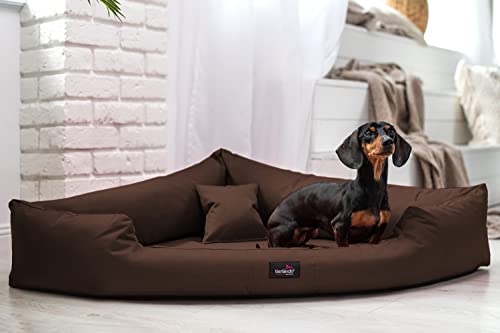 tierlando® Trivia | Orthopädisches Hundebett Robustes Polyester Visco Eckbett Eckhundebett Gr. M 80cm Braun von tierlando