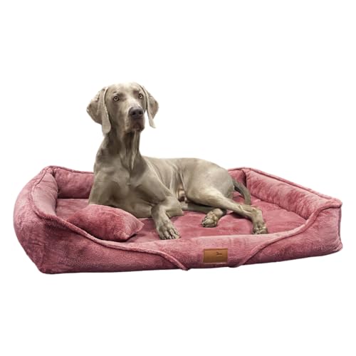 tierlando® Orthopädisches Hundebett Tyson | Kuscheliges und Flauschiges XXL Hundesofa | Waschbar | Memory Foam L+ | Nude von tierlando