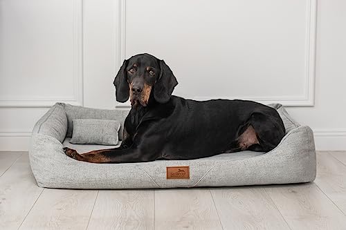 tierlando® Orthopädisches Hundebett William Couture | Bequemes Hundebett | Waschbar | Memory Foam | Kuscheliges Hundesofa XL+ | Hellgrau von tierlando