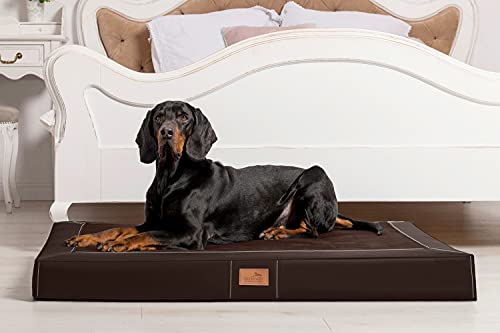 tierlando® Oscar VIP Ortho Hundematratze Kunstleder Velours Orthopädisches Hundebett VISCO Größe: OS4 100cm | Farbe: AL-01 braun von tierlando