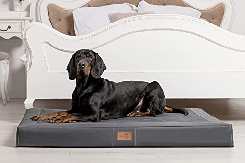 tierlando® Oscar VIP Ortho Hundematratze Kunstleder Velours Orthopädisches Hundebett VISCO Größe: OS5 120cm | Farbe: AL-02 Graphit von tierlando