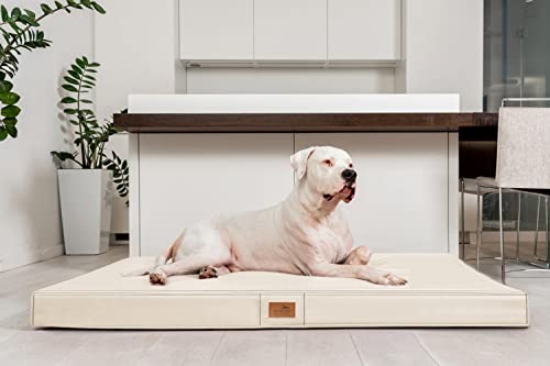 tierlando® Oscar VISCO Orthopädische Hundematte Matratze Kunstleder Hundebett: Größe OS4 100cm | Farbe: LL-05 Creme von tierlando