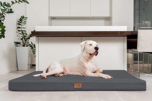 tierlando® Oscar VISCO Orthopädische Hundematte Matratze Kunstleder Hundebett: Größe OS6 150cm | Farbe: LL-02 Graphit von tierlando