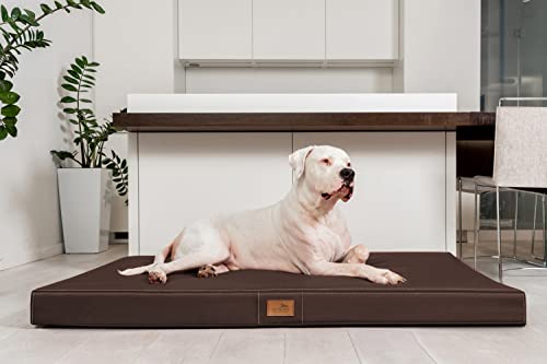 tierlando® Oscar VISCO Orthopädische Hundematte Matratze Kunstleder Hundebett: Größe OS4 100cm | Farbe: LL-01 braun von tierlando