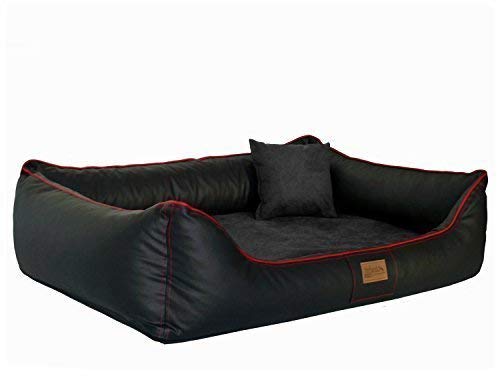 tierlando® RED LINE Limited Edition Orthopädisches Hundebett Maddox Ortho VISCO Kunstleder-Velours Hundesofa Hundekorb Gr. XL 120 cm SCHWARZ von tierlando