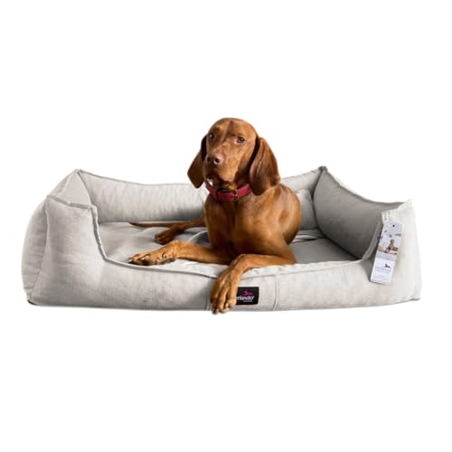 tierlando® Scarlett Orthopädisches Hundebett aus edlem Stoff | Modern und Elegant | ~ inkl. Matratzenschoner ~ | XL+ (130x100 cm) | 05 Creme von tierlando