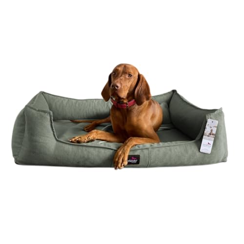 tierlando® Scarlett Orthopädisches Hundebett aus edlem Stoff | Modern und Elegant | ~ inkl. Matratzenschoner ~ | XL+ (130x100 cm) | 26 Olivgrün von tierlando