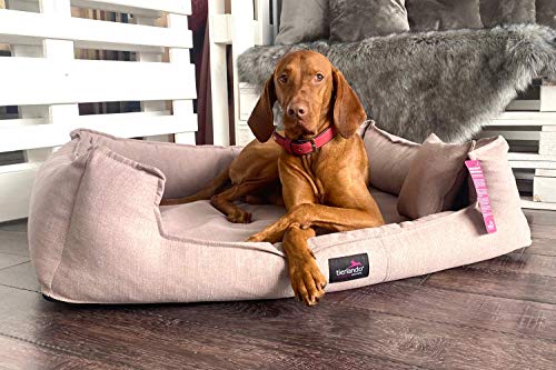 tierlando® Scarlett Orthopädisches Hundebett aus edlem Stoff | Modern und Elegant | ~ inkl. Matratzenschoner ~ | XXL+ (160x110 cm) | 07 Rose von tierlando