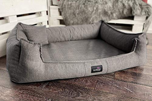 tierlando® Scarlett Orthopädisches Hundebett aus edlem Stoff | Modern und Elegant | ~ inkl. Matratzenschoner ~ | XXL+ (160x110 cm) | 51 Taupe von tierlando