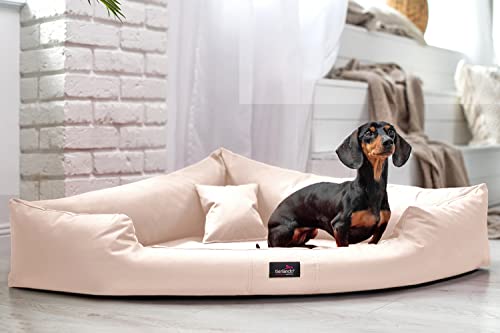 tierlando® Trivia | Orthopädisches Hundebett Robustes Polyester Visco Eckbett Eckhundebett Gr. M 80cm Creme von tierlando