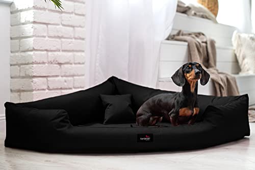 tierlando® Trivia | Orthopädisches Hundebett Robustes Polyester Visco Eckbett Eckhundebett Gr. XL 120cm Schwarz von tierlando